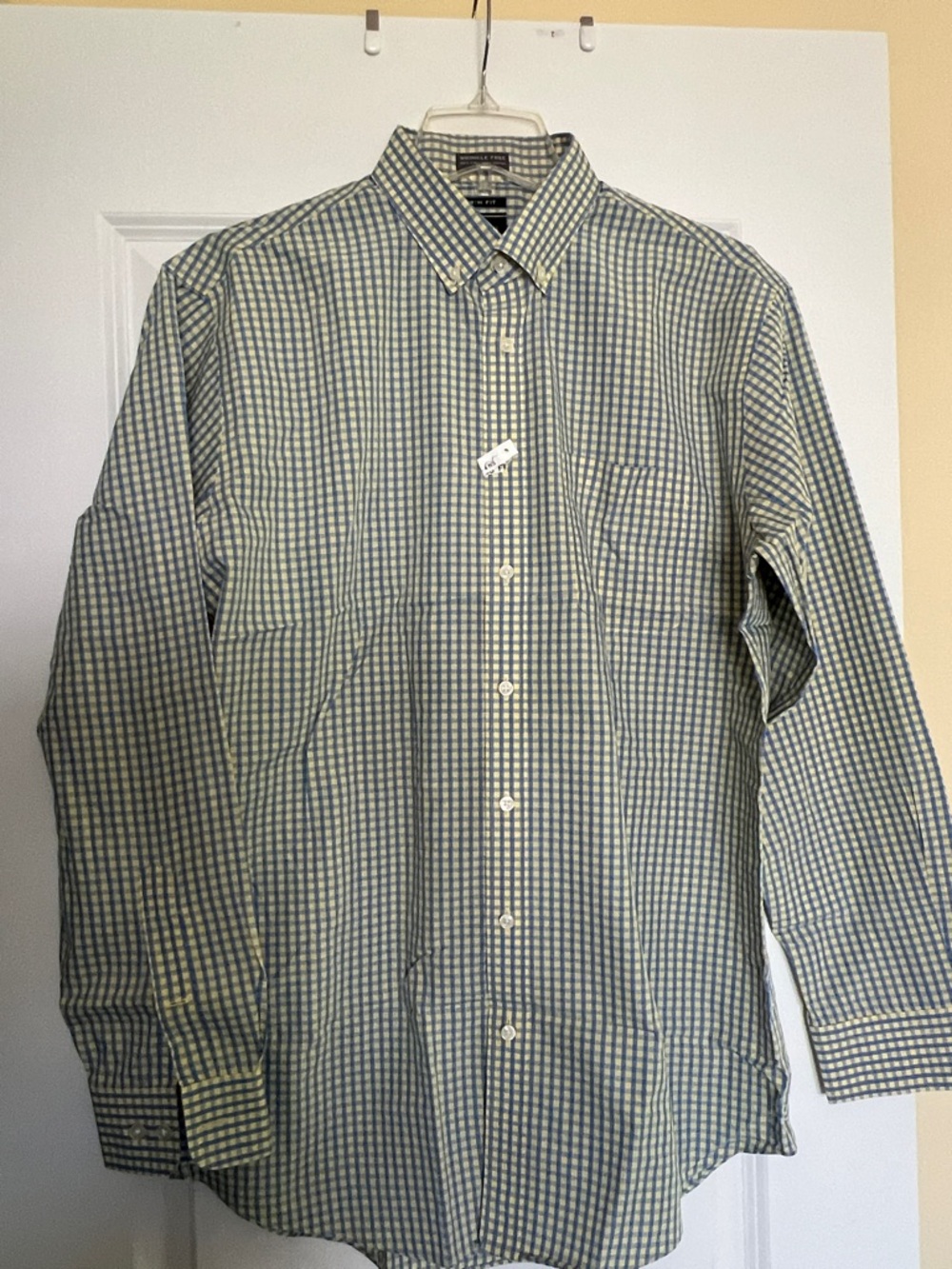 Neiman Marcus Men’s Blue and Yellow Checked Button-Down Shirt
